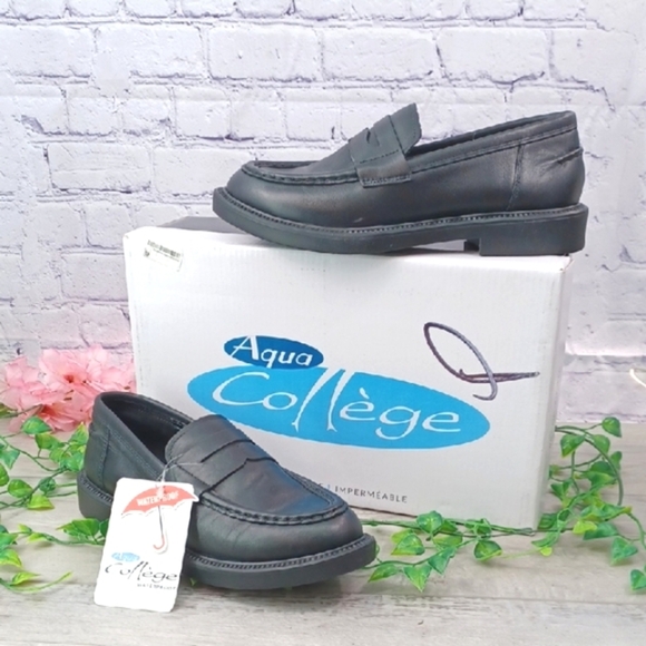 Aqua College Hearty Black Leather Waterproof Loafer NIB - Picture 8 of 8